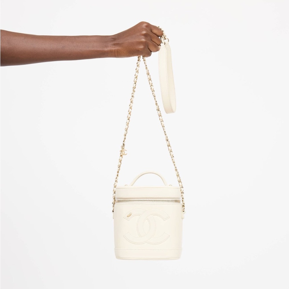 Chanel white CC Mania Vanity Bag